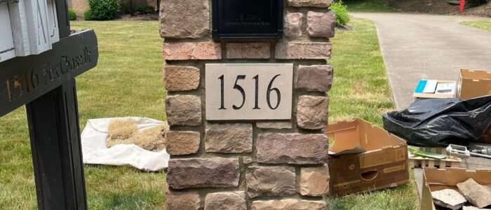 stone-mailbox-column-installation